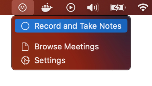 meeting fusion app in Mac menu bar